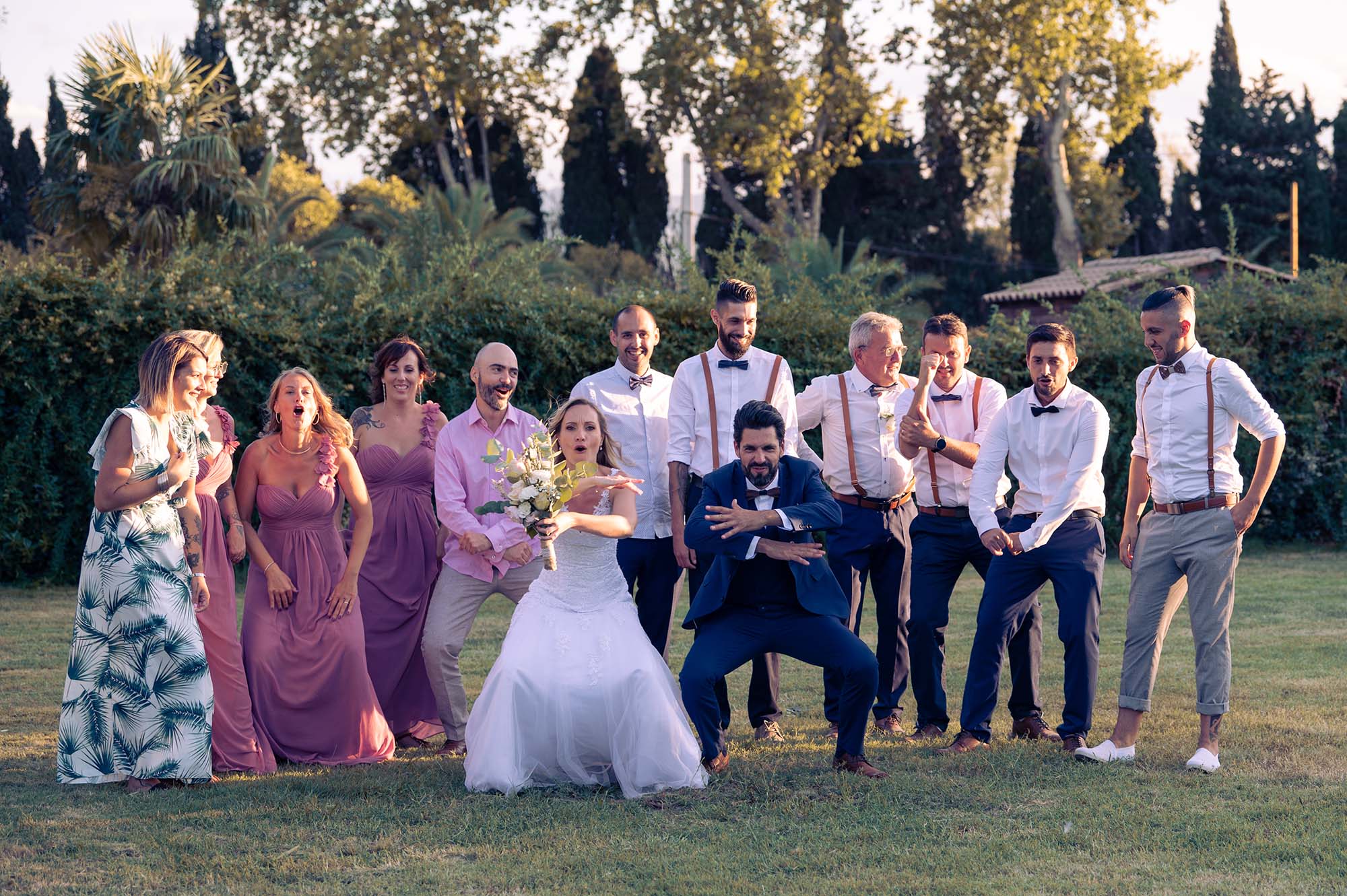photo de groupe lors d'un mariage