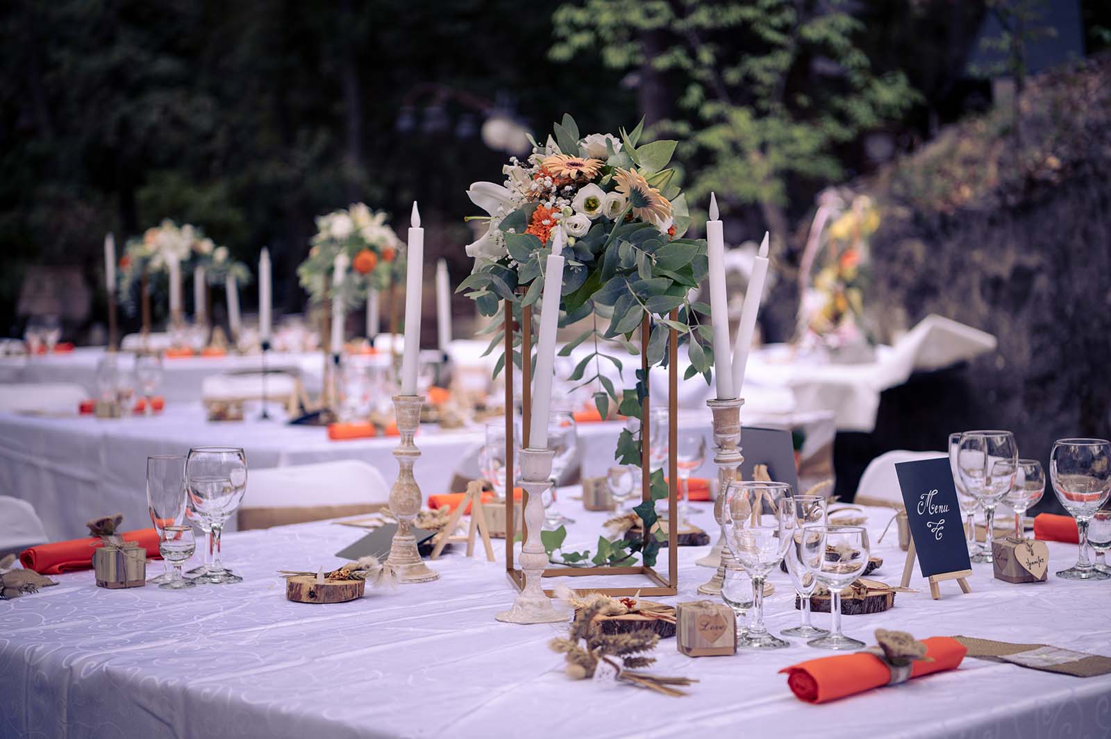 décoration de table lors d'un mariage