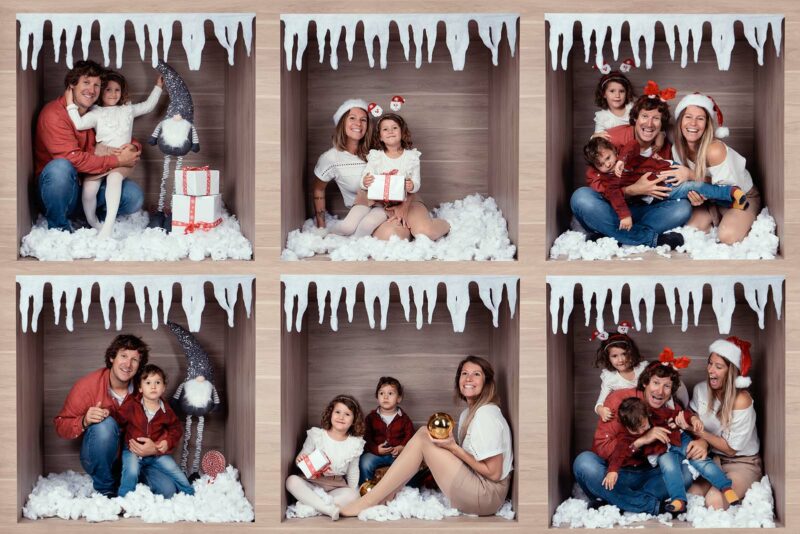 montage photo d'une family box sur le thème de noël