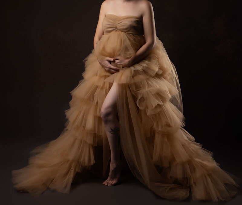photo d'une robe en tulle beige