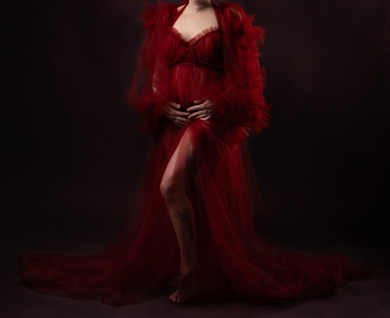 photo d'une robe en tulle rouge